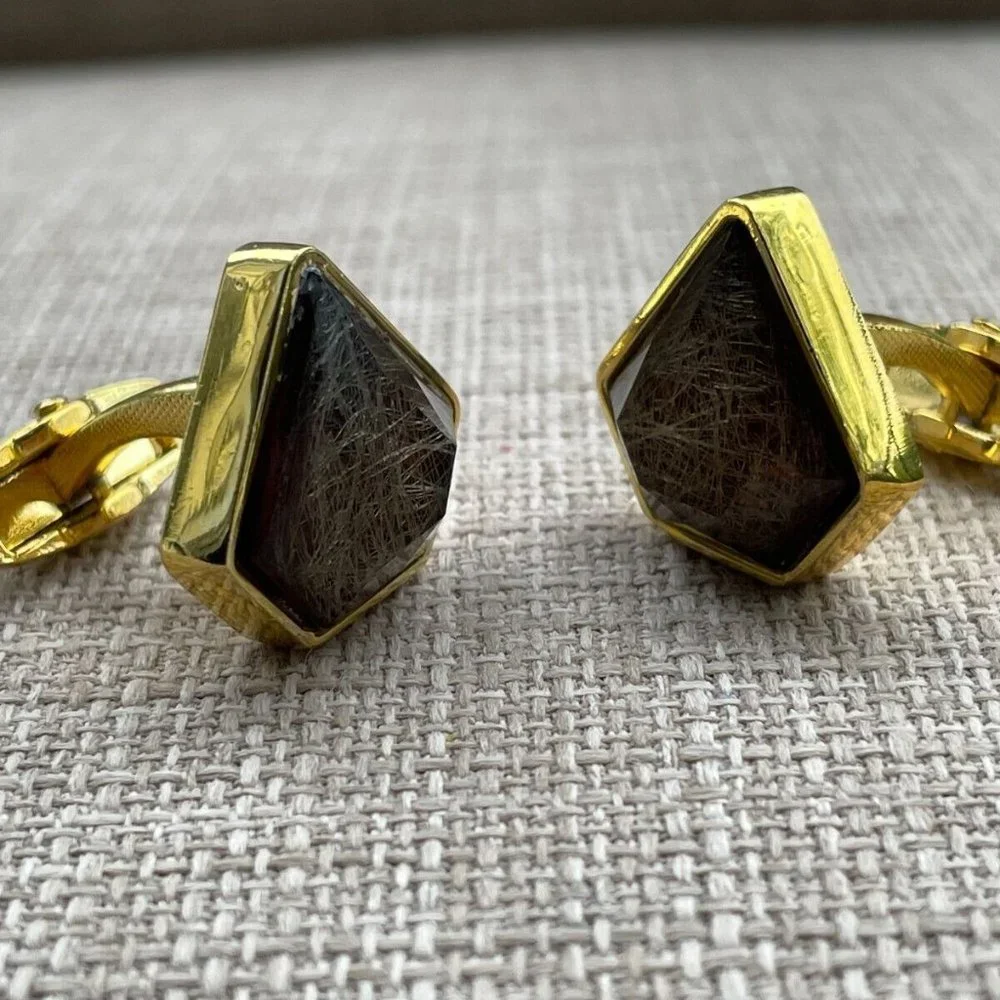 Men Cuff Links Gold Tone Faux Stone Fashion Men Jewelry Dress Shirt Cuff Link